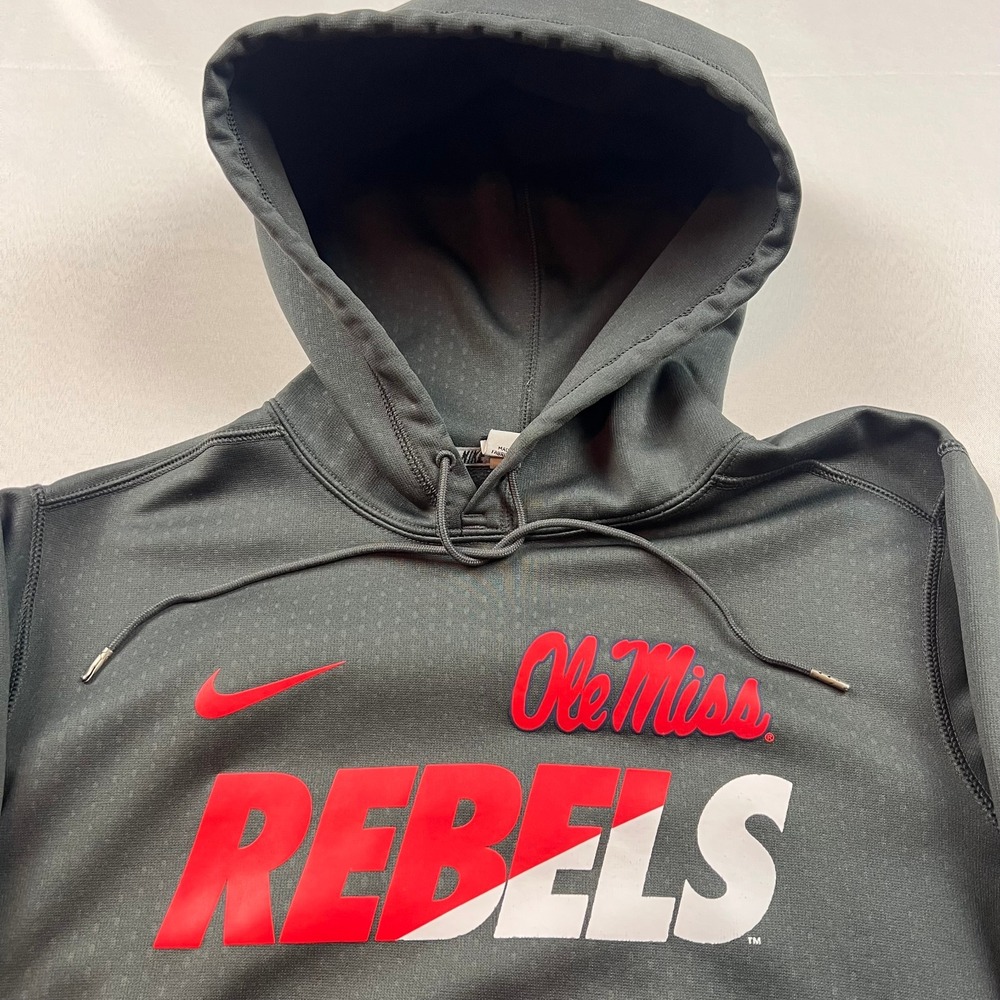 Nike Ole Miss Rebels Therma-FIT Hoodie Pullover Gray Sweatshirt NCAA Fan Gear - Picture 3 of 9
